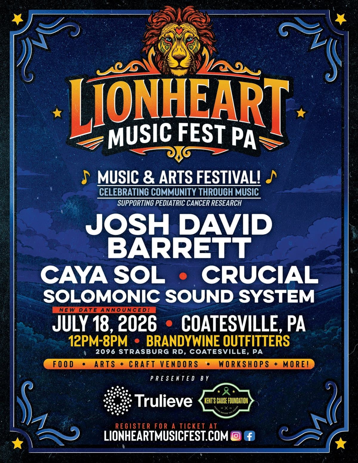 Lion Heart Music Fest PA flyer — July 18, 2026