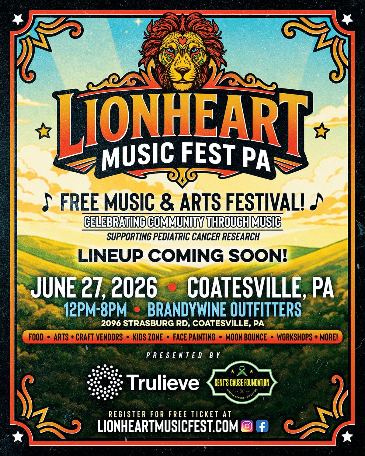 Lion Heart Music Fest PA flyer — June 27, 2026
